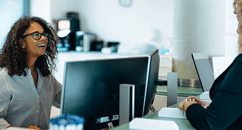 Government worker using computer